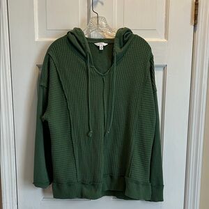 Time and Tru Women’s Waffle Hoodie Green Size XL